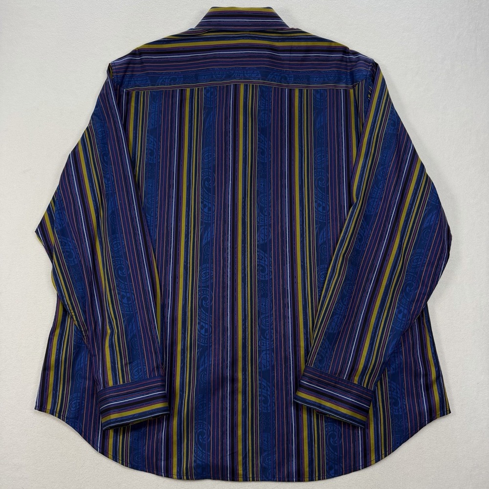 Robert Graham Mens‎ 3XL Blue Classic Fit Striped Flip Cuff Long Sleeve Shirt - Picture 3 of 5